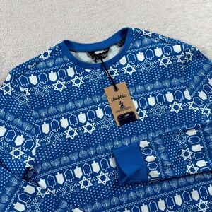 Chubbies The Funukkah Sleep Shirt Mens Large Blue White Hanukkah Waffle Knit